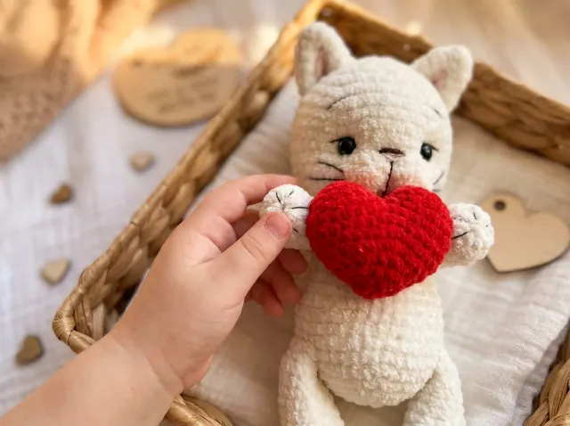 Cat in Love Amigurumi Crochet Pattern PDF  — lifestyle photo