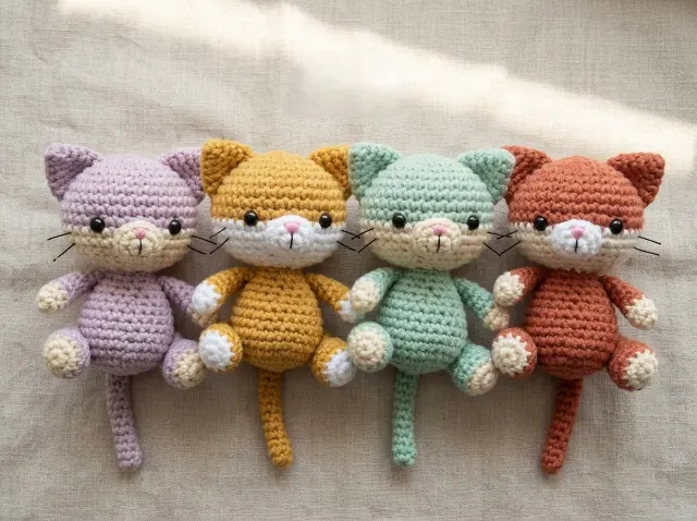 Colorful Kitten Amigurumi Crochet Pattern — lifestyle photo