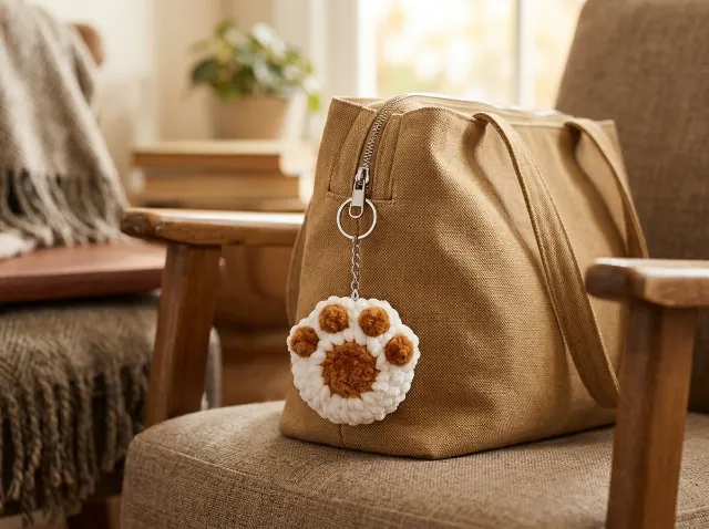Paw Print Keychain Amigurumi Crochet Pattern — lifestyle photo