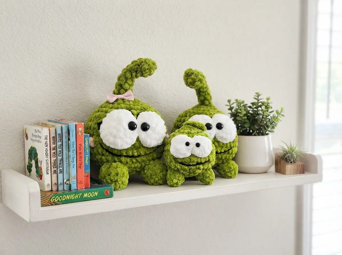 Green Monster Amigurumi Crochet Pattern, Big and Little Round Toy Family Set, Cute Plush Nursery Decor Baby Kids Gift, PDF Instant Download
