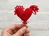 Rooster on a Stick Crochet Pattern, Amigurumi Lollipop Rooster PDF, Easy Farmhouse Chicken Cake Topper, Digital Download Crochet Tutorial for Beginners — photo 1