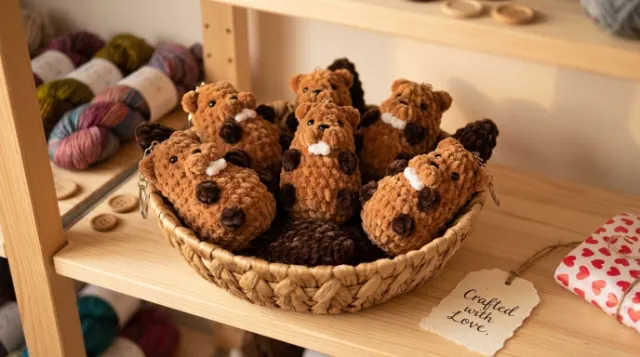 Beaver Amigurumi Keychain Crochet Pattern PDF  — lifestyle photo