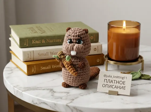Beaver with Branch Amigurumi Crochet Pattern — lifestyle photo