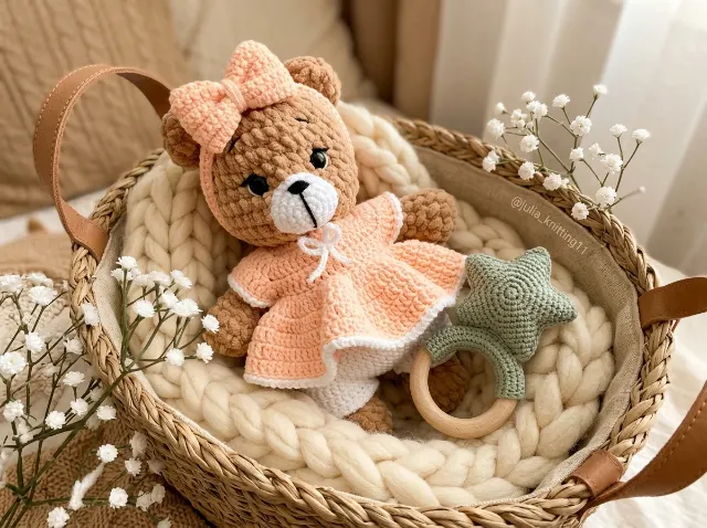 Teddy Bear in a Dress Amigurumi Crochet Pattern — lifestyle photo