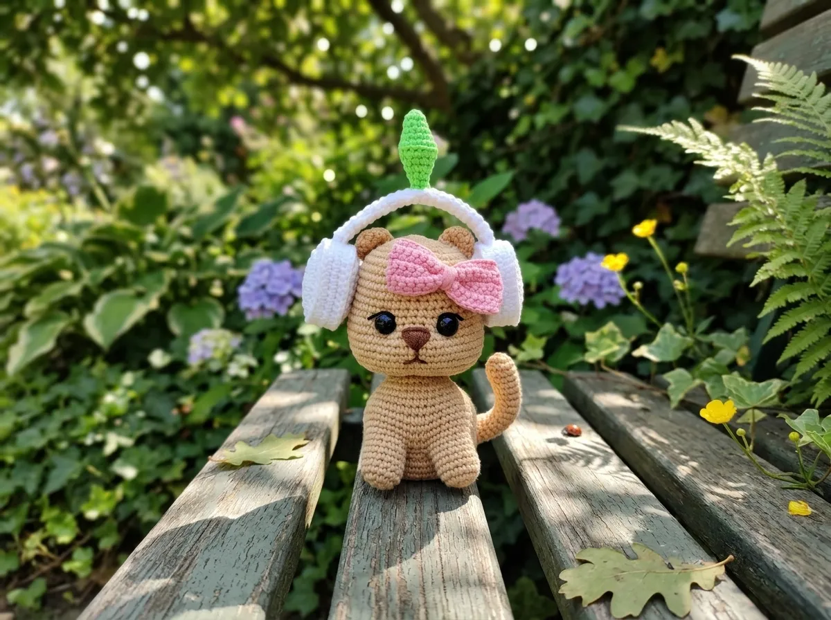 Cat with Headphones Crochet PDF Pattern