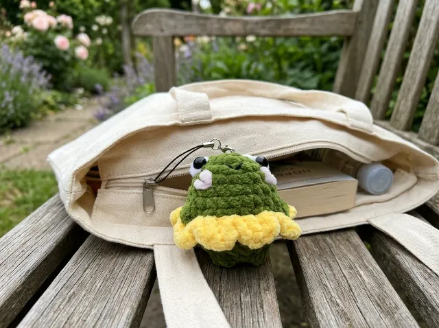Frog in a Skirt Amigurumi Keychain Crochet Pattern PDF — lifestyle photo