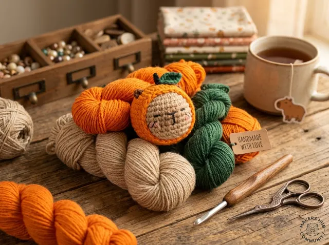 Capybara in an Orange Hat Amigurumi Crochet Pattern — lifestyle photo