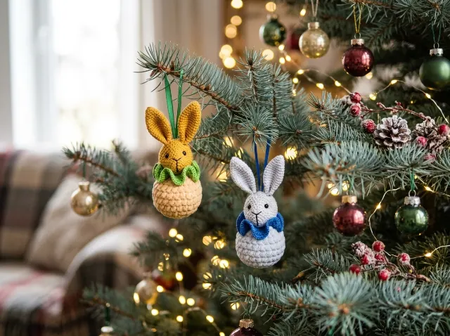 Bunny Head Ornament Amigurumi Crochet Pattern PDF — lifestyle photo